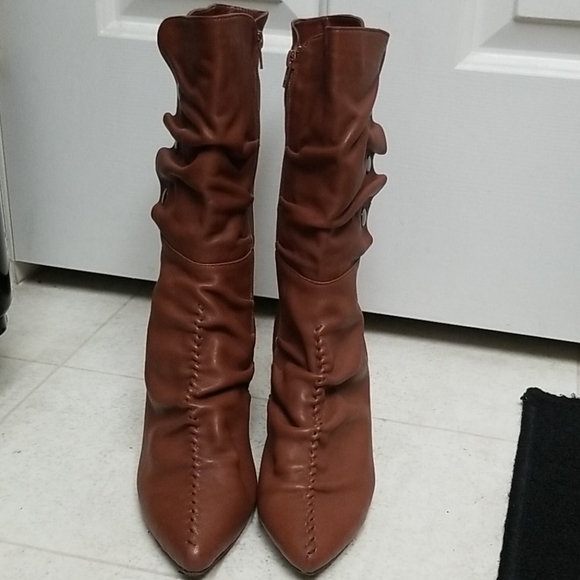 Vintage Shoes - Unique Ruching Leather Boots Funky